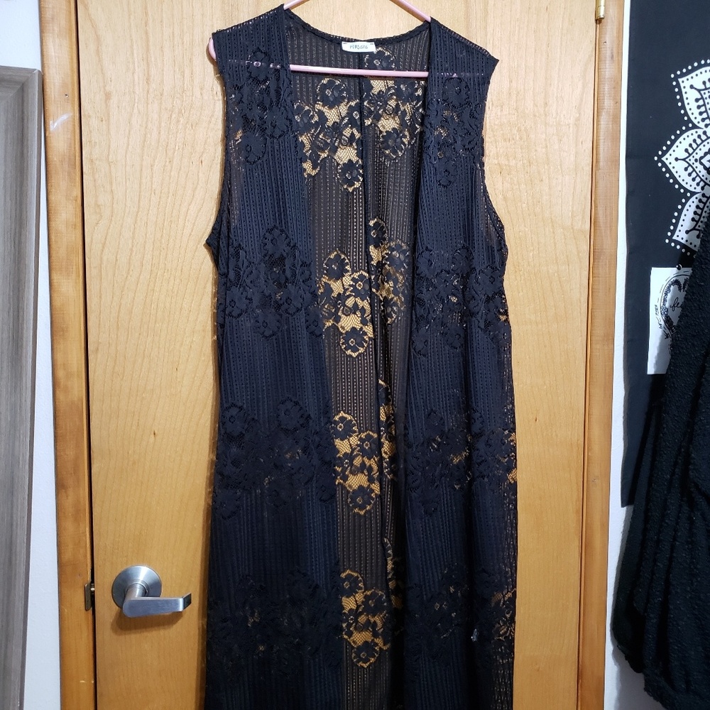 Long black lace kimono.